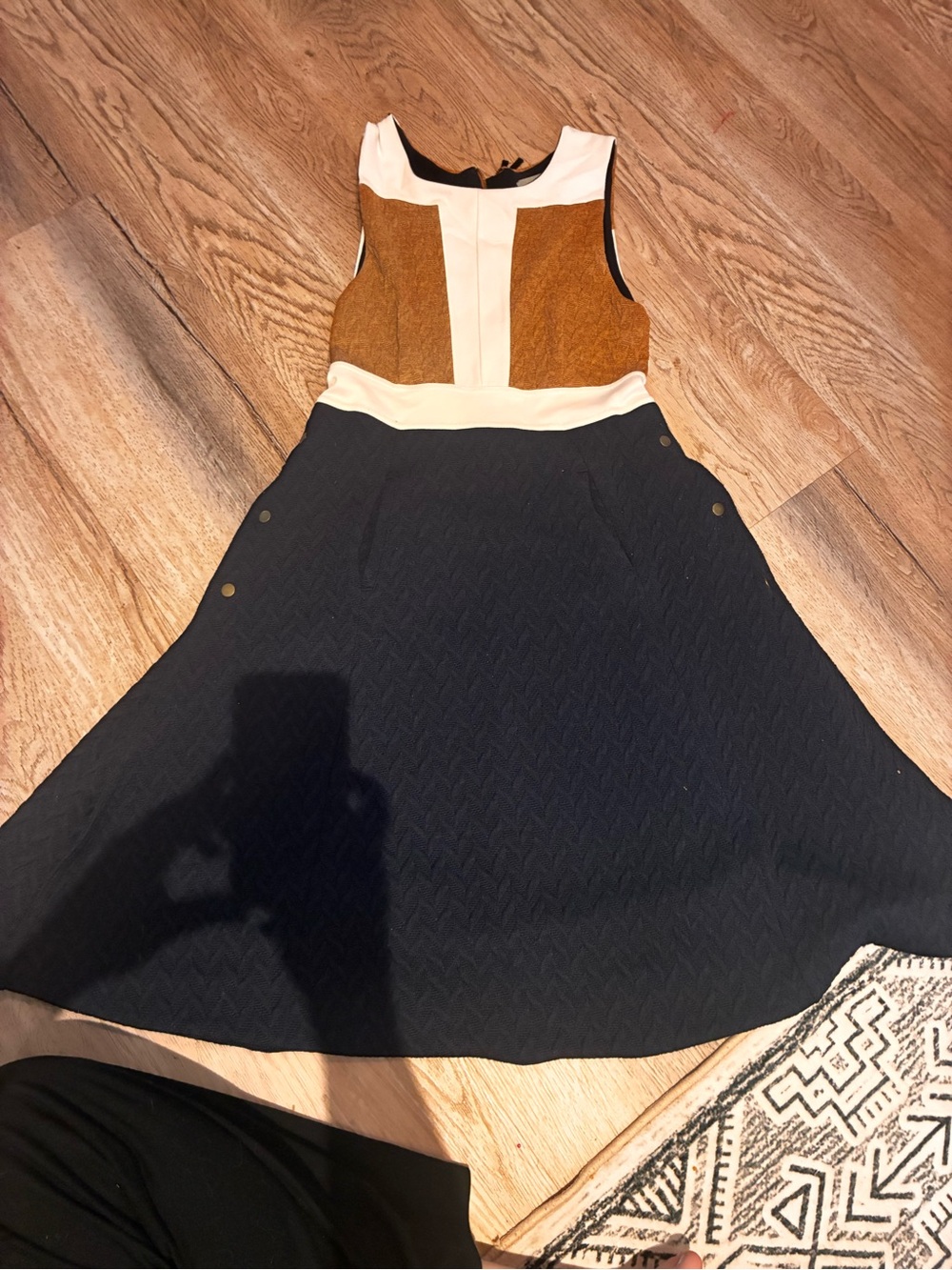 Maeve Navy, Camel and Cream Dress